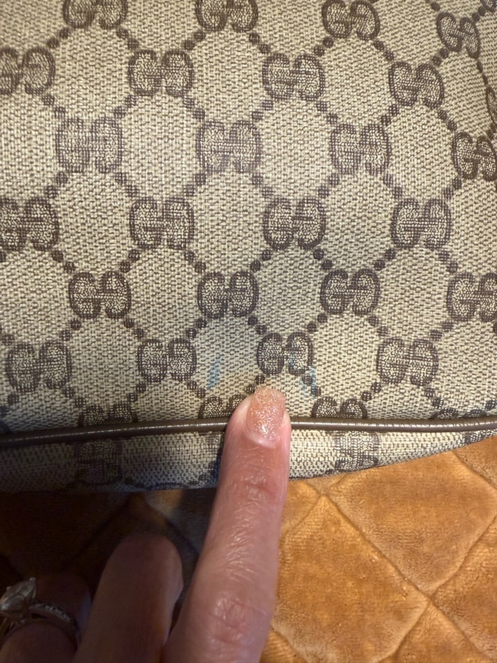 Vintage Gucci Sherryline GG Monogram Clutch Wristlet with Green-Red Web - Picture 7 of 7